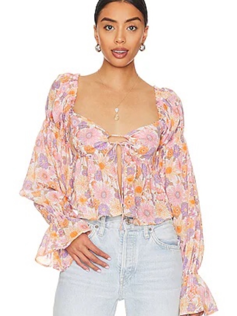 Revolve Tularosa Clemencey Top in Lilac Retro Floral